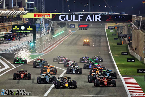 Max Verstappen (NLD) Red Bull Racing RB20 leads Charles Leclerc (MON) Ferrari SF-24 at the start of the race.
02.03.2024. Formula 1 World Championship, Rd 1, Bahrain Grand Prix, Sakhir, Bahrain, Race Day.
- www.xpbimages.com, EMail: requests@xpbimages.com © Copyright: Batchelor / XPB Images